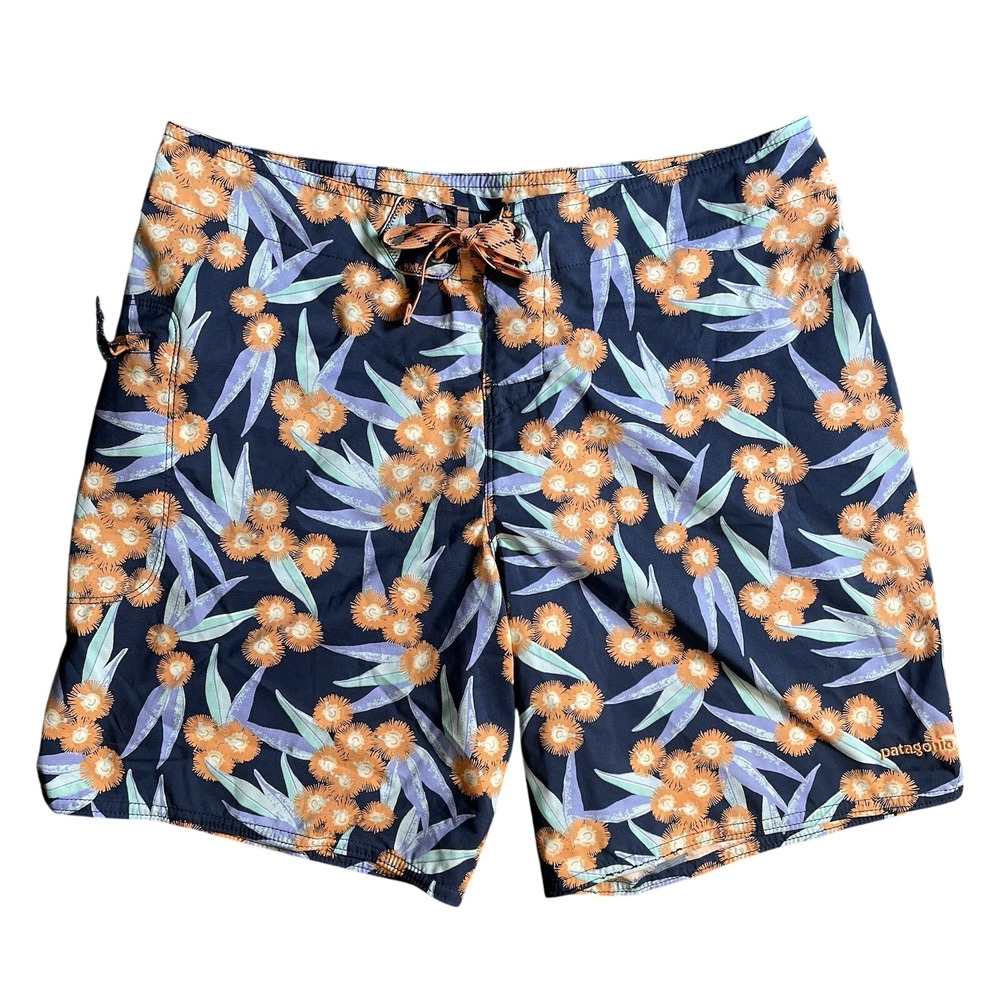 Patagonia Board Shorts womens 6 Blue Floral Swim Trunks Resortwear beach summer